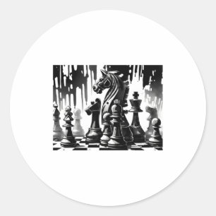 Chess Board Classic Round Sticker