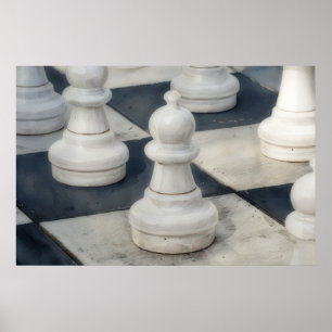 Chess Board Close Up Pawn Pieces Poster