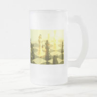 Chess Board Frosted Glass Beer Mug