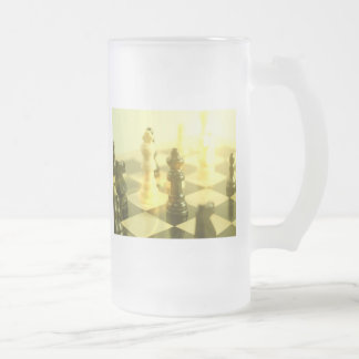 Chess Board Frosted Glass Beer Mug