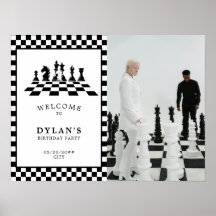 Chess Board Game Night Birthday Welcome Sign