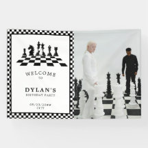 Chess Board Game Night Birthday Welcome Sign