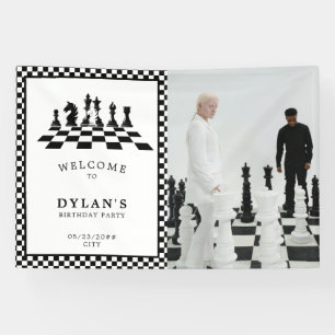 Chess Board Game Night Birthday Welcome Sign