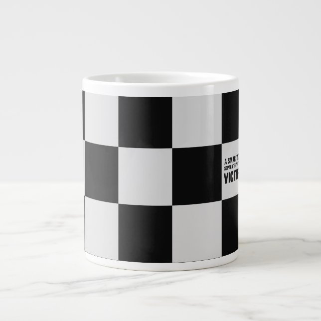 Chess Board Monogram Large Coffee Mug (Front)