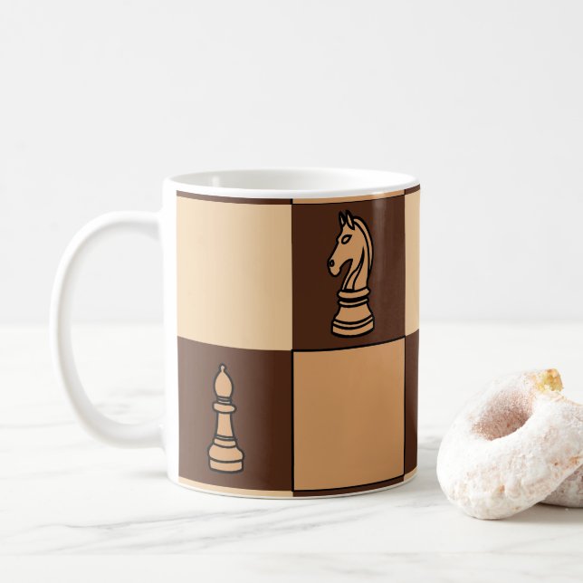 Chess Board Pieces Chess Player Coffee Mug (With Donut)