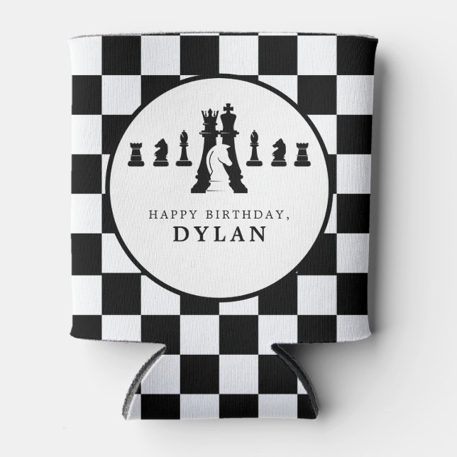 Chess Board & Pieces Game Night Any Age Birthday Can Cooler (Front)