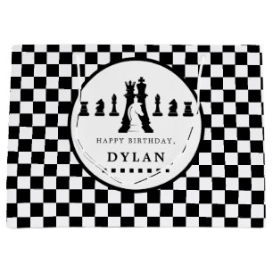 Chess Board & Pieces Game Night Any Age Birthday Large Gift Bag