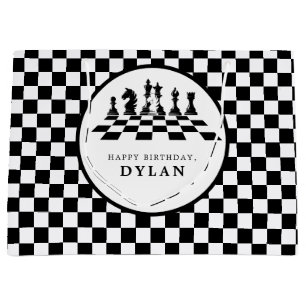 Chess Board & Pieces Game Night Thank You Birthday Large Gift Bag