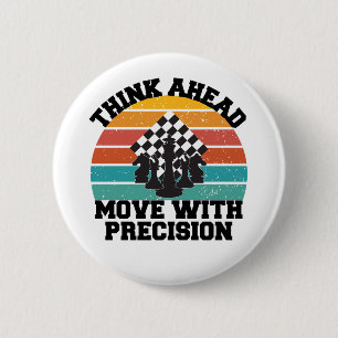 Chess Board Pieces Strategy Precision Mind Game 6 Cm Round Badge