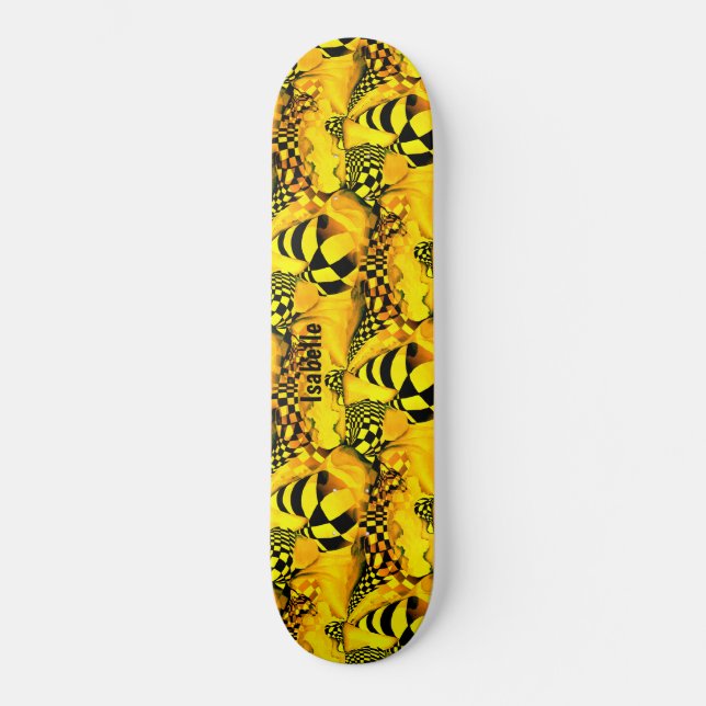 Chess Board Player Abstract Playful Pattern Skateboard (Front)
