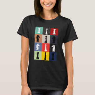 Chess Board Pop Art Style Chess Pieces Chess Game T-Shirt
