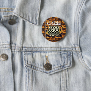 CHESS BOARD STYLE 6 CM ROUND BADGE