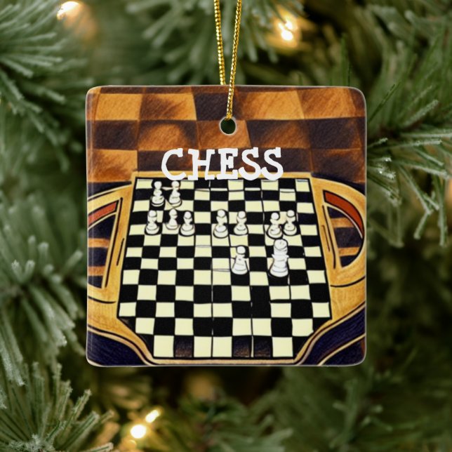  CHESS BOARD STYLE CERAMIC ORNAMENT (Tree)
