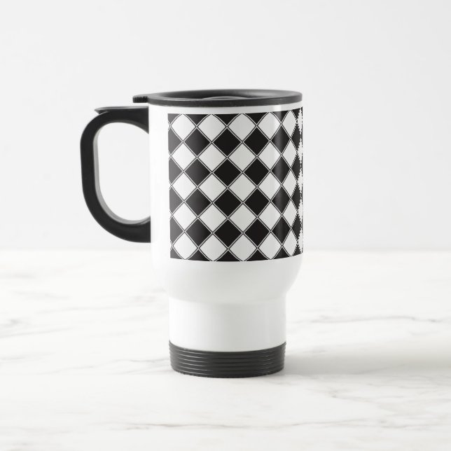 Chess board style travel mug (Left)