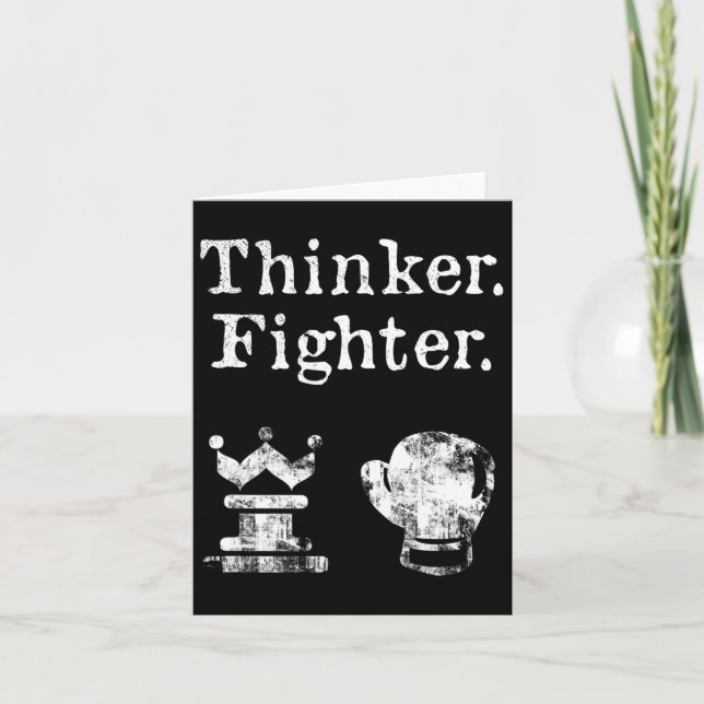 Chess Boxer Thinker Fighter Boxing Chess Lover Gif Card (Front)