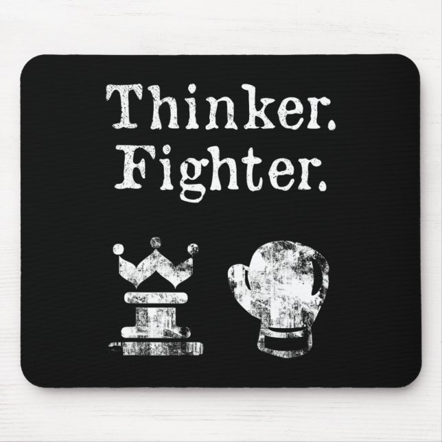 Chess Boxer Thinker Fighter Boxing Chess Lover Gif Mouse Mat (Front)