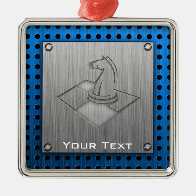 Chess; Brushed Metal-look Metal Tree Decoration (Front)