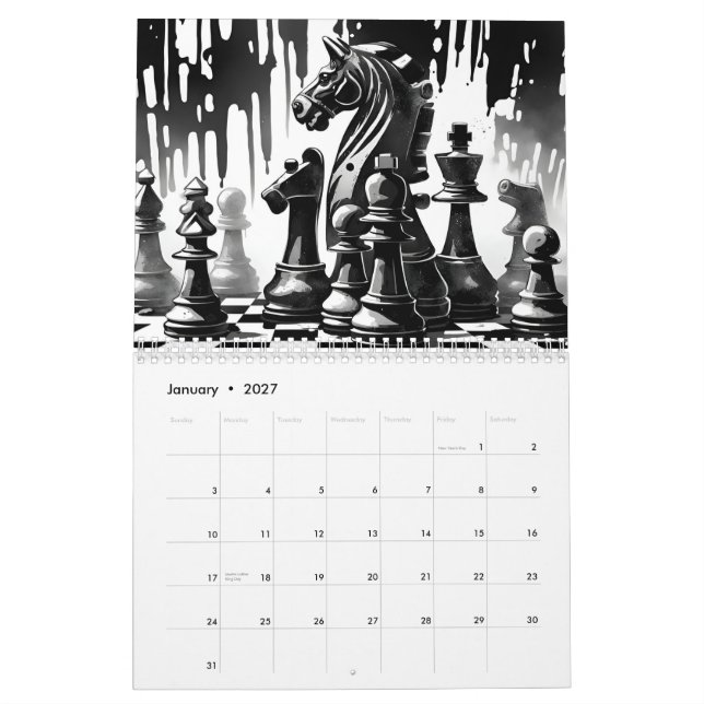 Chess Calendar 2025 (Jan 2027)