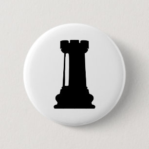 Chess castle 6 cm round badge