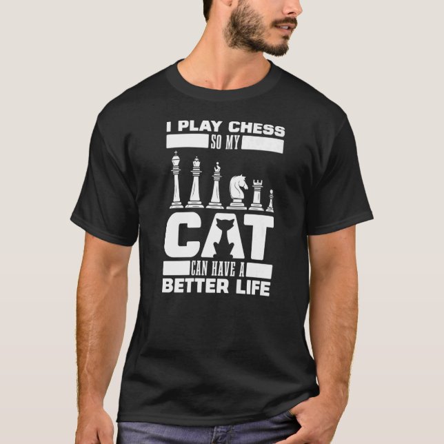 Chess Cat Master Chessman Chessboard  Chess T-Shirt (Front)