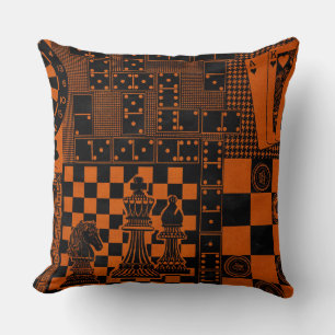 chess checkers playing cards dart board print cushion