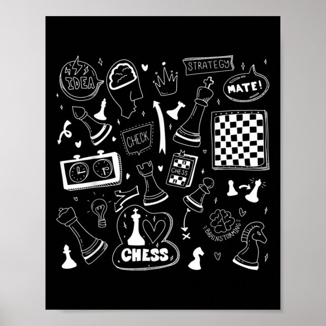 Chess Checkmate, Just Play Chess Quotes Graphic De Poster (Front)