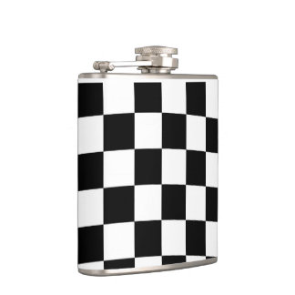 Chess chequered chequered pattern black and white hip flask