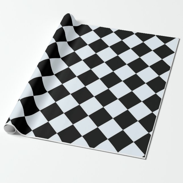 Chess chequered chequered pattern black and white wrapping paper (Unrolled)