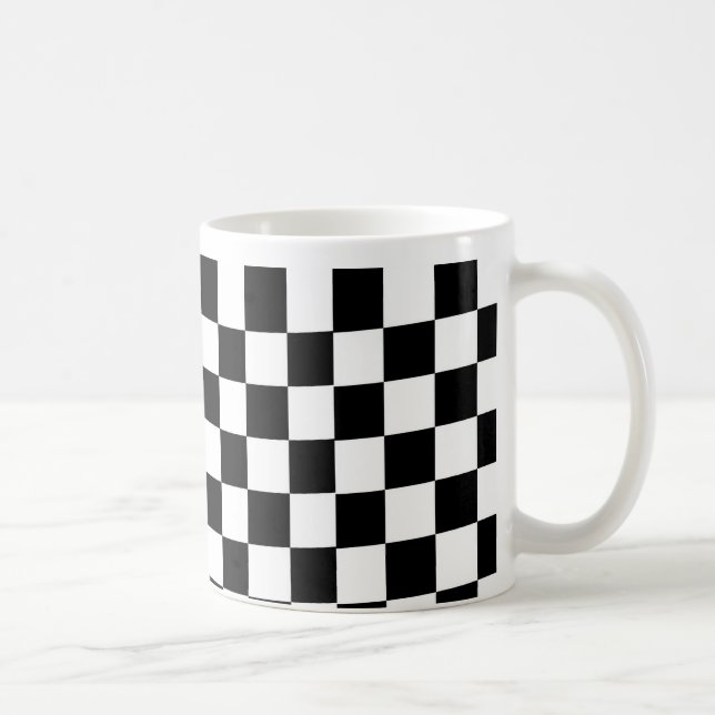 Chess chequered chequered race pattern black white coffee mug (Right)