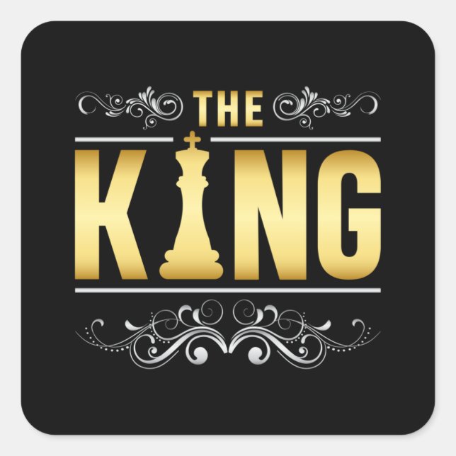 Chess Chess Board King Checkmate Board Game Gift Square Sticker (Front)