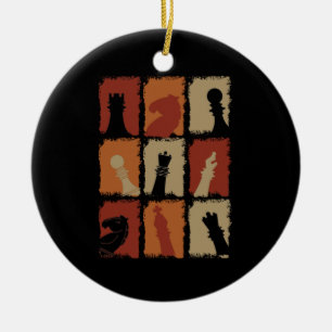 Chess - Chess Pieces Retro Ceramic Tree Decoration