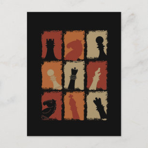 Chess - Chess Pieces Retro Postcard