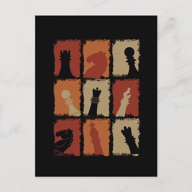Chess - Chess Pieces Retro Postcard (Front)