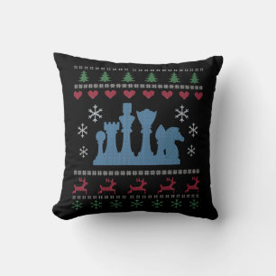 Chess - Chess Pieces Ugly Christmas Cushion