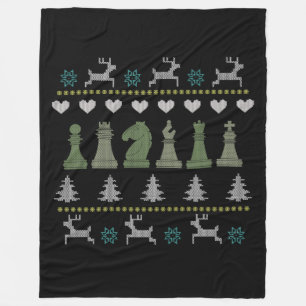 Chess - Chess Pieces Ugly Christmas Fleece Blanket