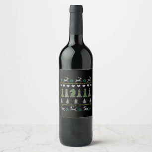 Chess - Chess Pieces Ugly Christmas Wine Label