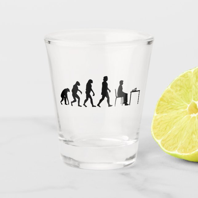 Chess - Chess Player Evolution Shot Glass (Front)