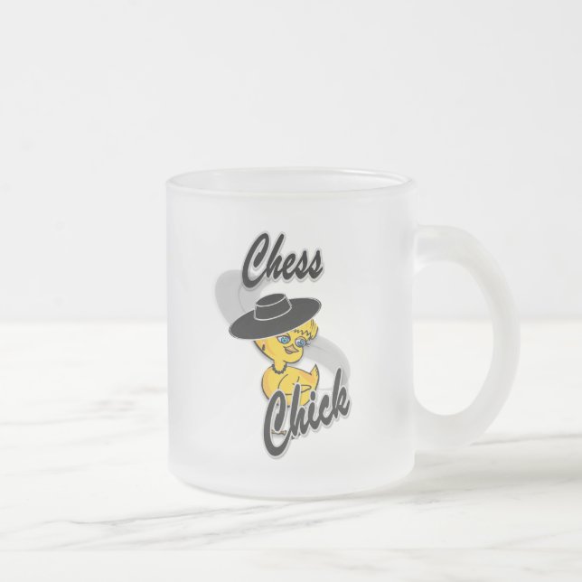 Chess Chick #4 Frosted Glass Coffee Mug (Right)