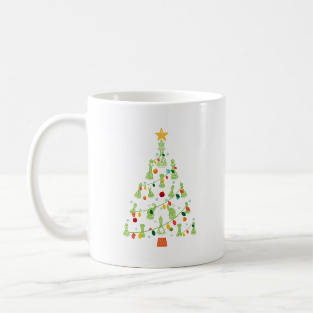 Chess Christmas Tree - King Queen Knight Rook Coff Coffee Mug (Left)