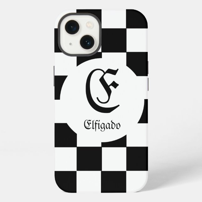 Chess Club Custom Name Initial iPhone Case (Back)