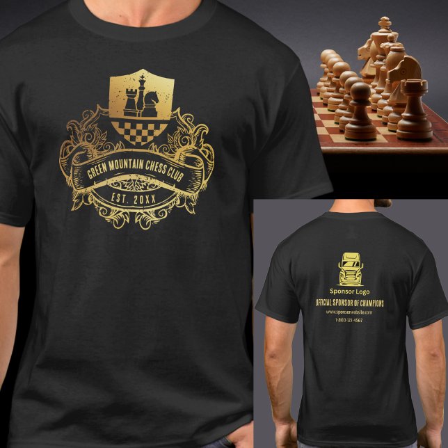 Chess Club League Tournament Name Sponsor on Back T-Shirt (Creator Uploaded)