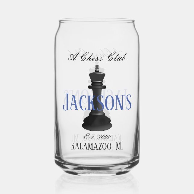 Chess Club w Classic King Drawing Drinkware Beer Can Glass (Front)