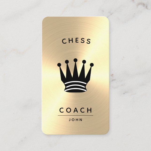 Chess Coach Gold Faux Business Card (Front)