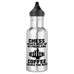 Chess & Coffee Solves My Problems Funny 532 Ml Water Bottle
