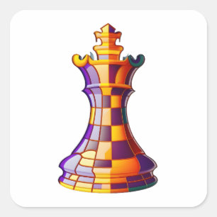 Chess Color King, Colorful Chess King Piece Square Sticker