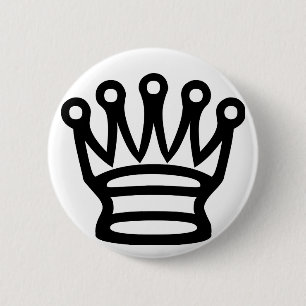 Chess Crown symbol black piece 6 Cm Round Badge