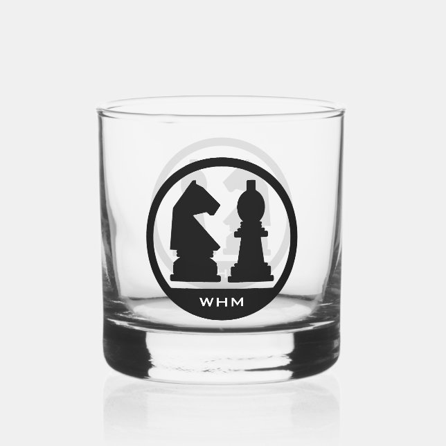 CHESS custom monogram Whiskey Glass (Front)