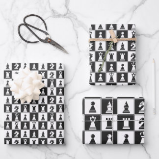 Chess Design Wrapping Paper Flat Sheet Set 