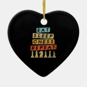 Chess - Eat Sleep Chess Repeat Ceramic Tree Decoration