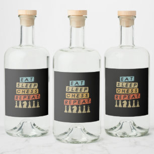 Chess - Eat Sleep Chess Repeat Liquor Bottle Label